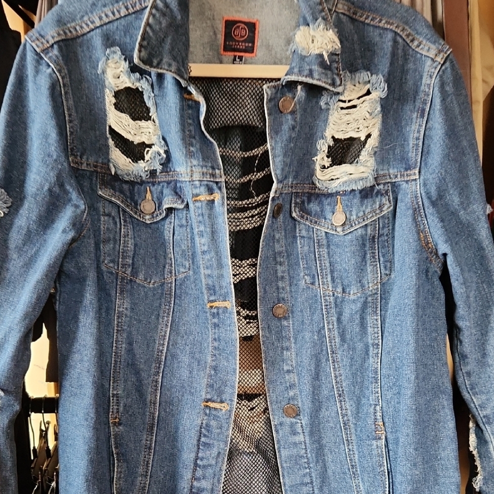 Boom Boom Jeans Distressed Blue Denim Jacket